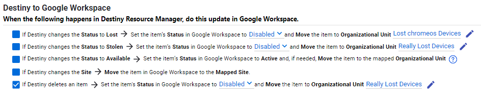Destiny to Google Workspace rules